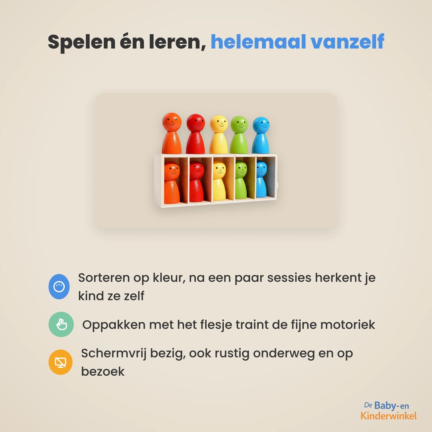 WoodenMatch™: houten Montessori kleurenspel dat spelend kleuren leert (2 tot 5 jaar)